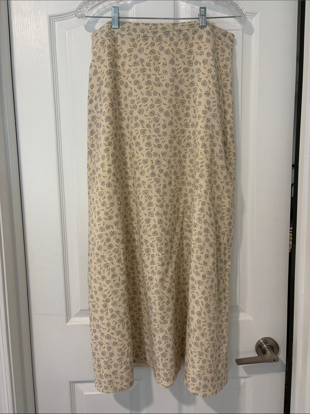 Mikarose Cream Maxi Skirt with Tiny Gray Floral Print